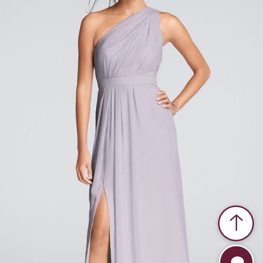 a purple one shoulder dress